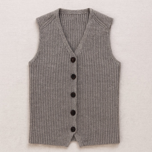 URA-SEI 7 ribbed sleeveless Cardigan