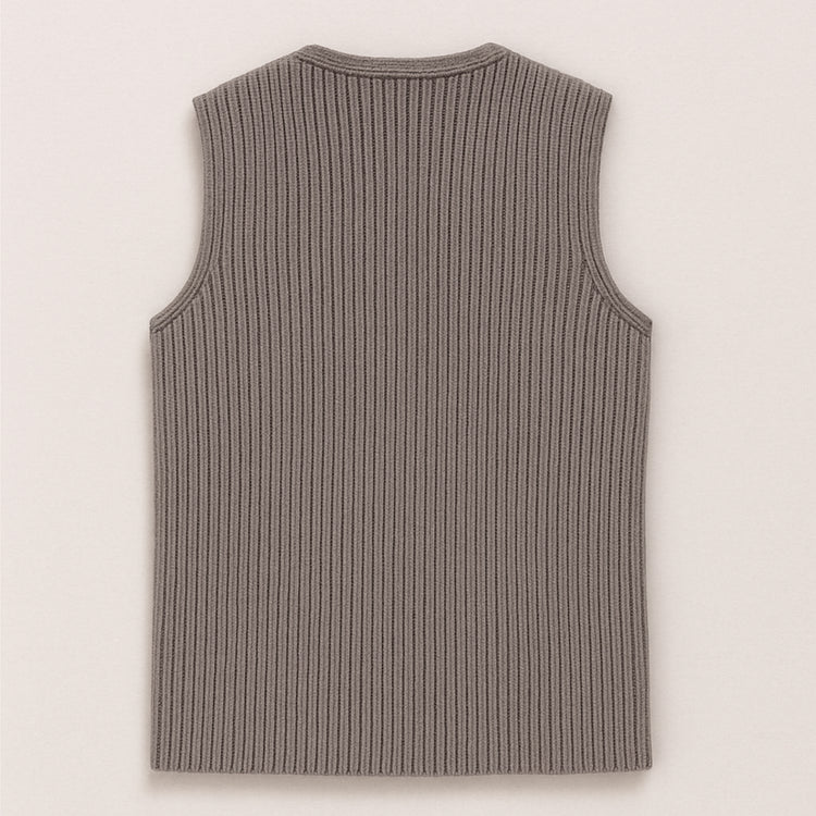 URA-SEI 7 ribbed sleeveless Cardigan