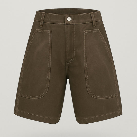 URA-MIYABI 010 leather-effect coated Shorts