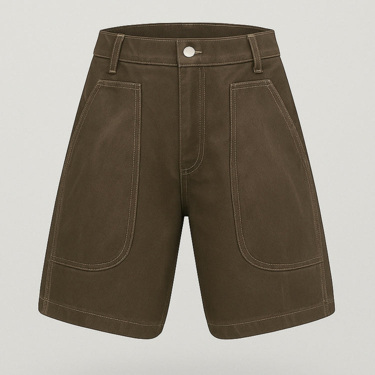 URA-MIYABI 010 leather-effect coated Shorts