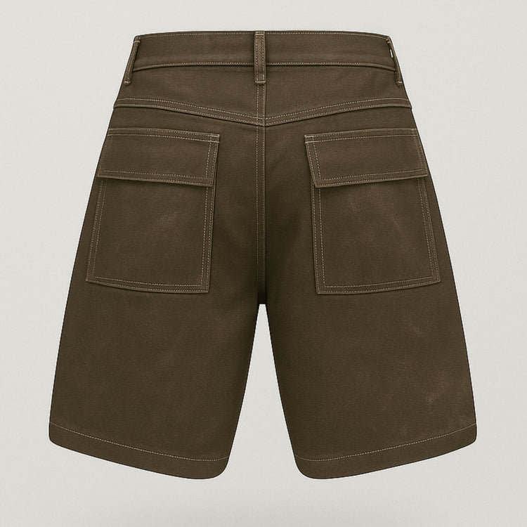URA-MIYABI 010 leather-effect coated Shorts