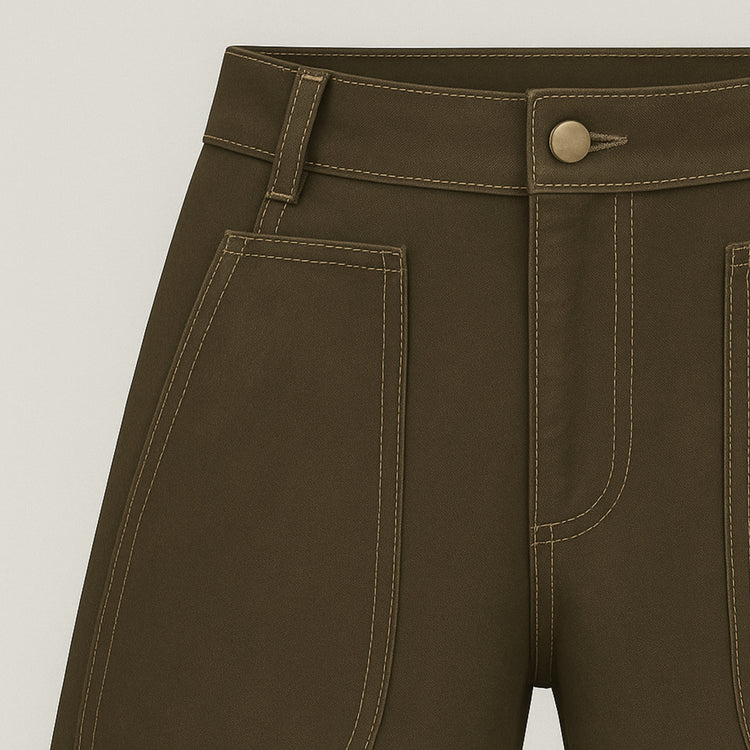 URA-MIYABI 010 leather-effect coated Shorts