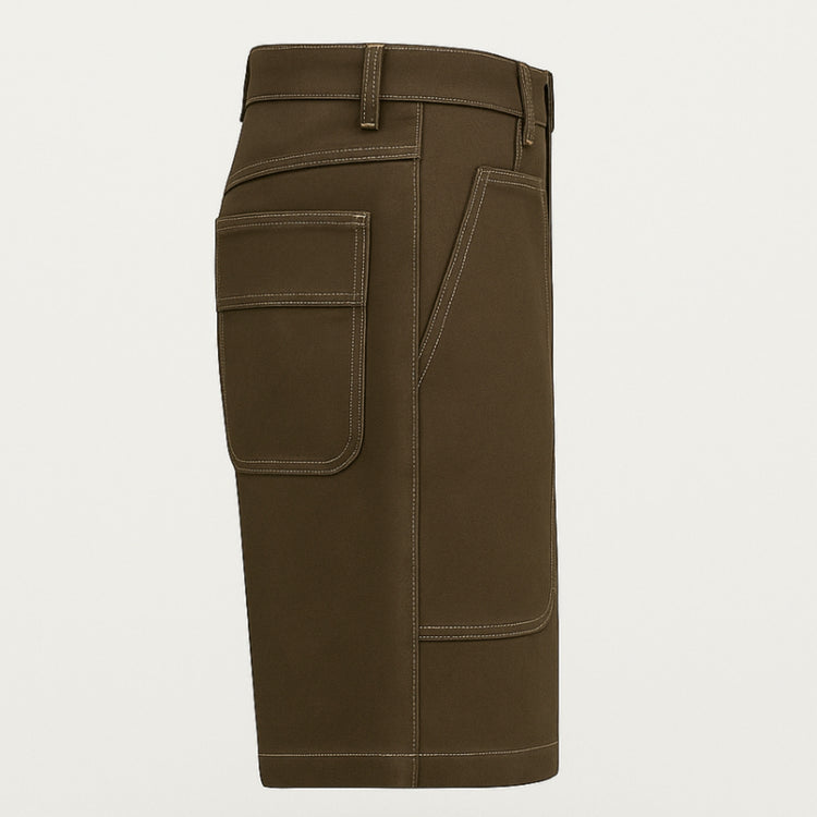 URA-MIYABI 010 leather-effect coated Shorts